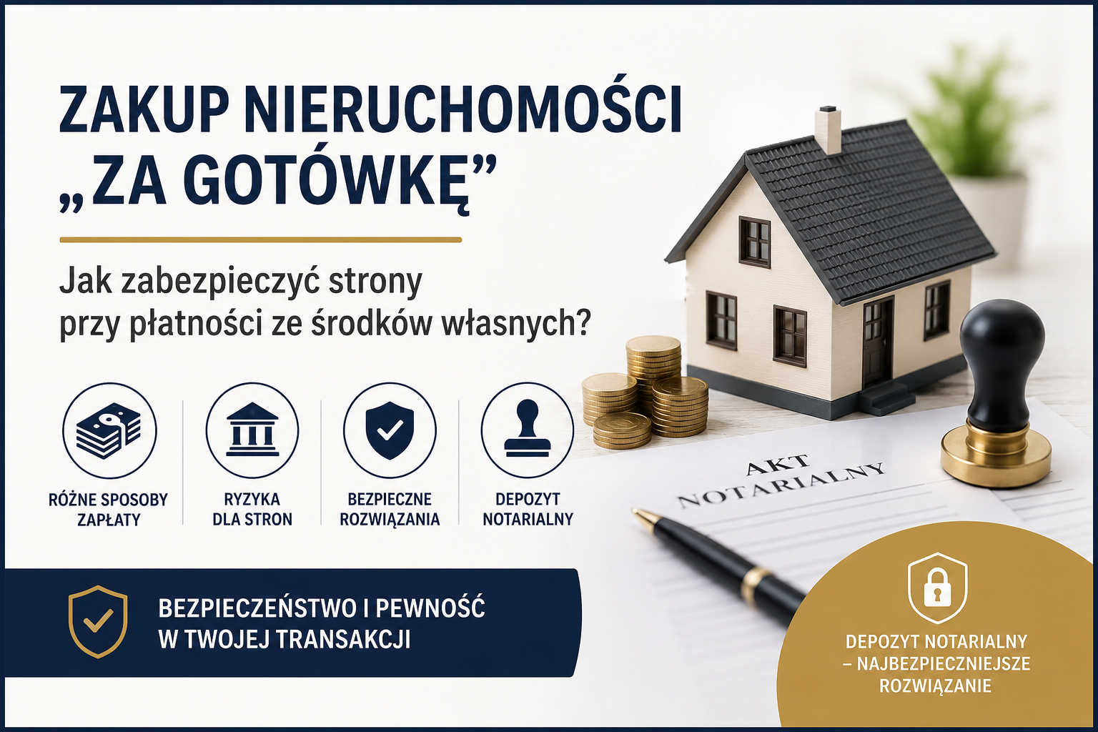 Zakup nieruchomości za gotówkę. Jak bezpiecznie zapłacić cenę i zabezpieczyć interesy obu stron?