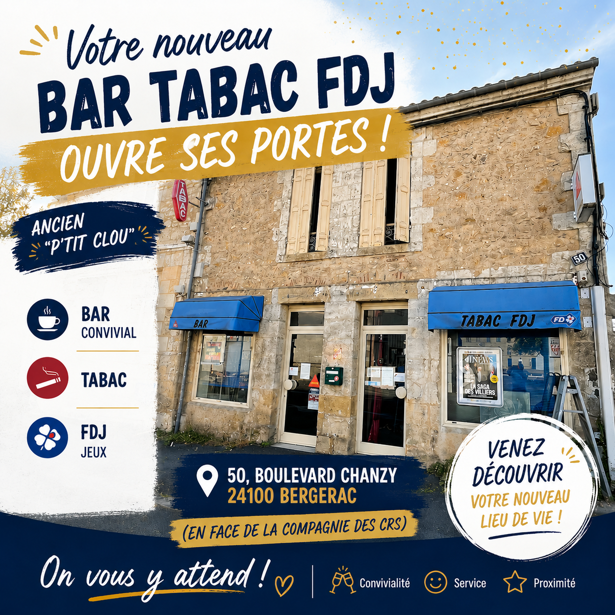Ouverture du bar tabac presse - 50, boulevard Chanzy à Bergerac